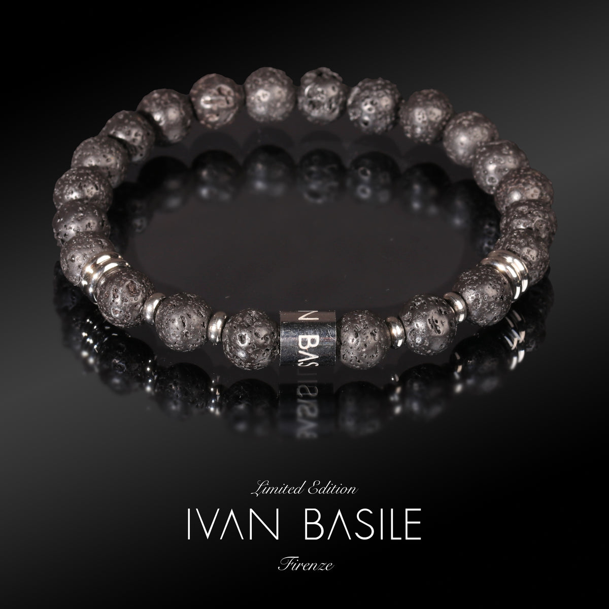PIETRA DE LAVA Bracciale elastico 8mm