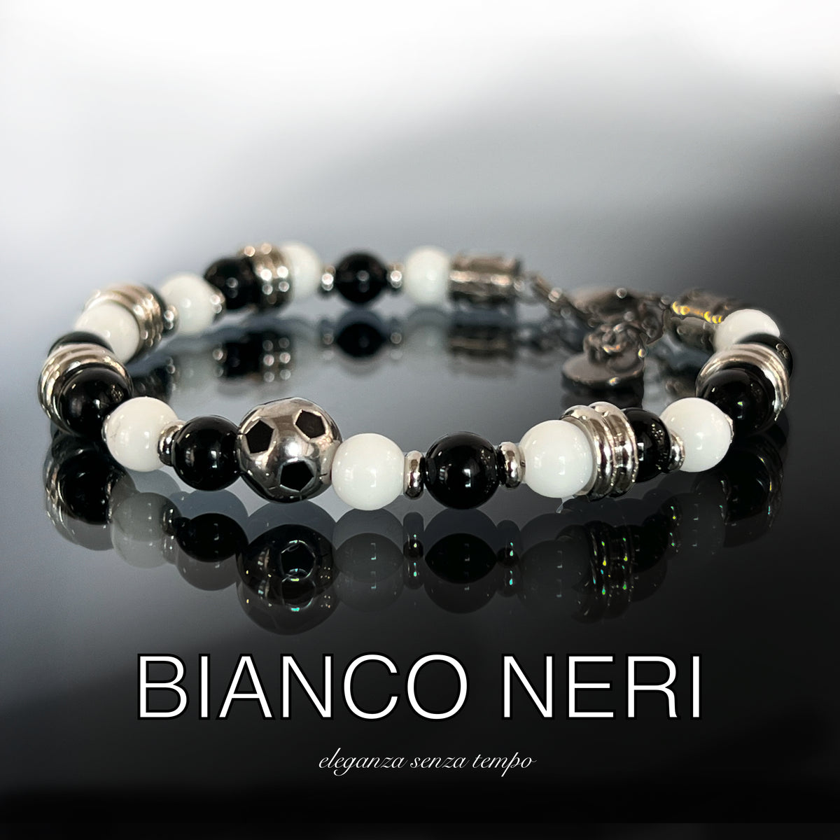 BIANCO NERI GANCIO IN ACCIAIO PIETRA 6 mm