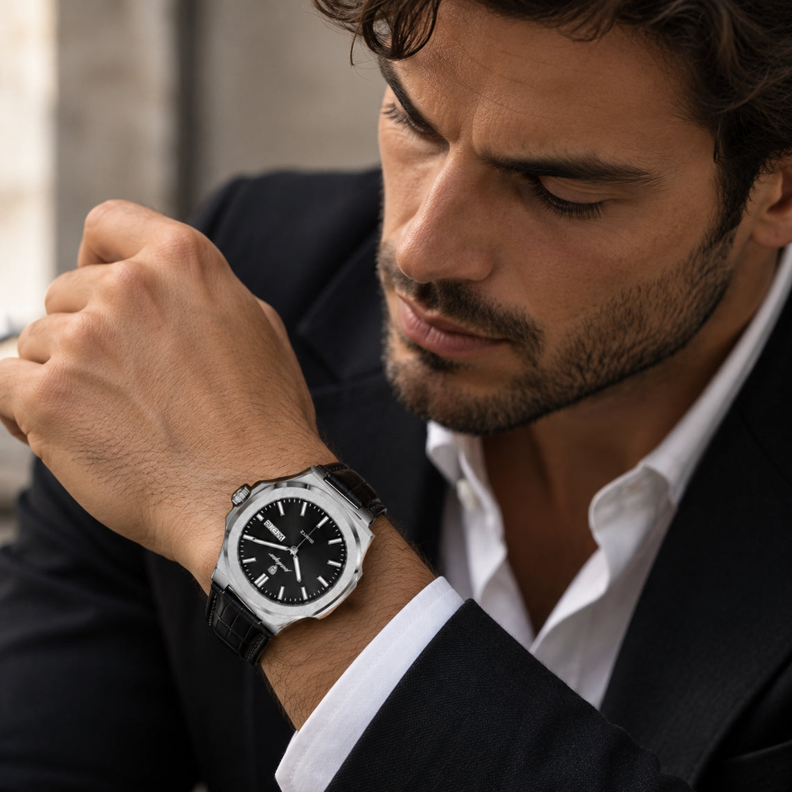 PRESTIGE BLACK LEATHER  40 mm Attesa 10 giorni lavorativi