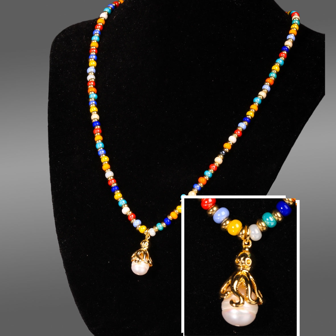WONDERLAND Collana Col_13 Perla Octopus