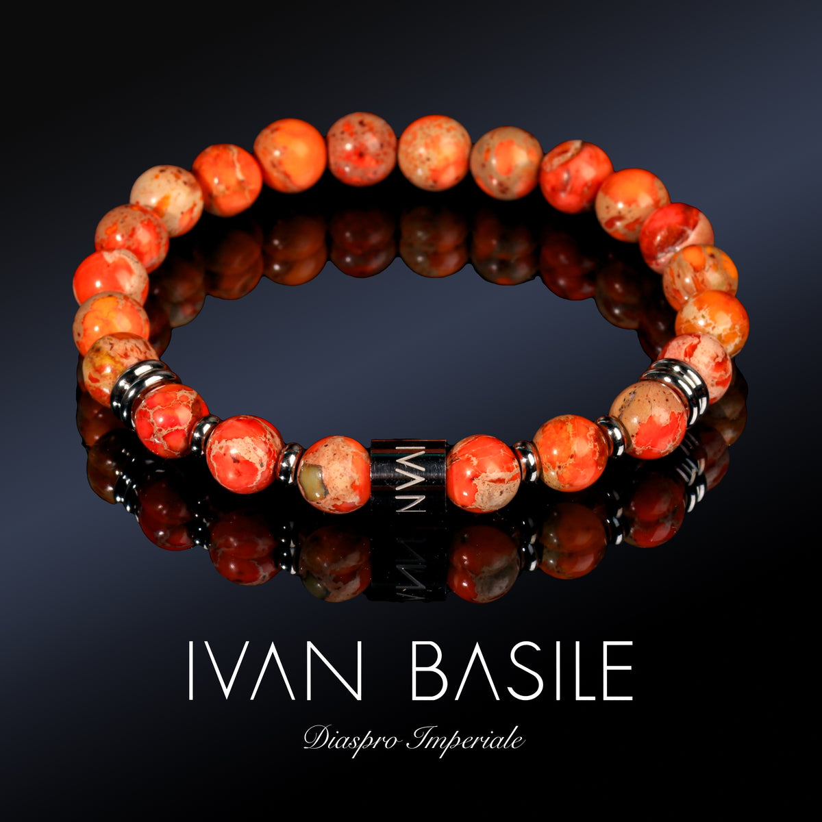 ATLANTE Bracciale 8 mm Diaspro Imperiale elastico
