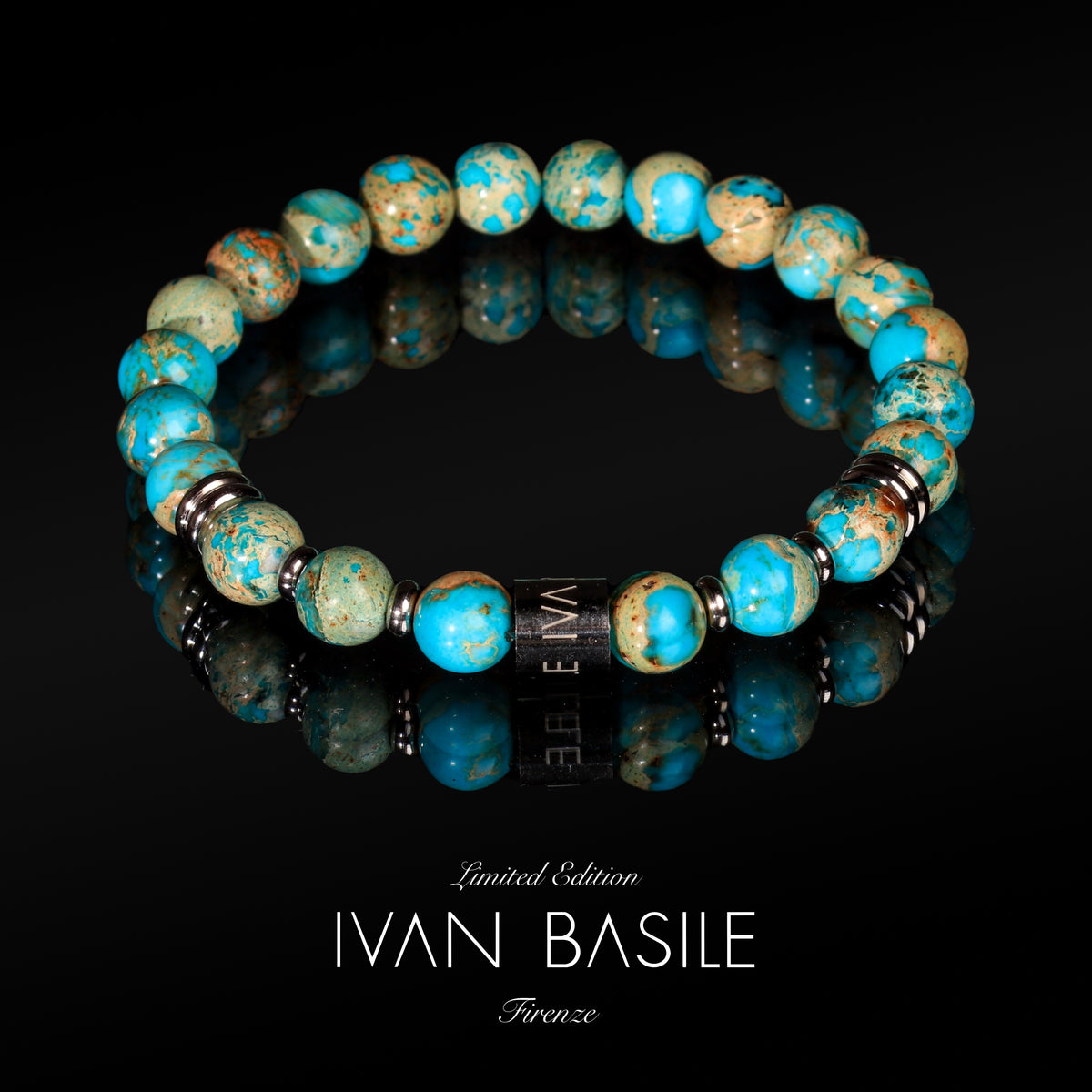 AURELIANO Bracciale 8 mm Diaspro Imperiale elastico