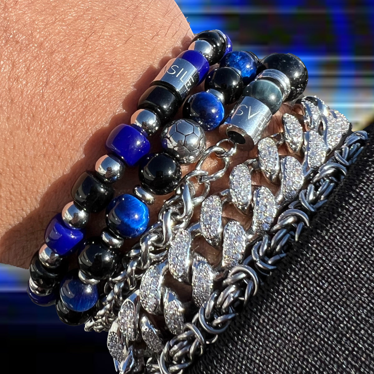 NERO AZZURRI IN01 Bracciale elastico 8mm